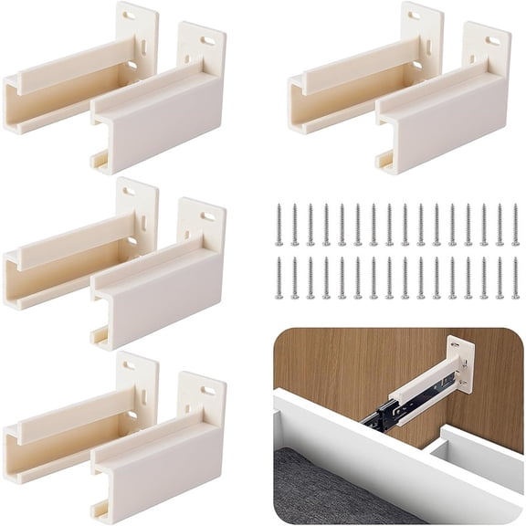 Ebaokuup4 Pairs Drawer Track Back Plate,ABS Drawer Rail Bracket Compatible with R7265,Drawer Slide Mounting Brackets for Track Socket Repair Replacement,8 Pcs