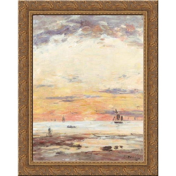 Ebb on sunset 24x20 Gold Ornate Wood Framed Canvas Art by Eugene Boudin