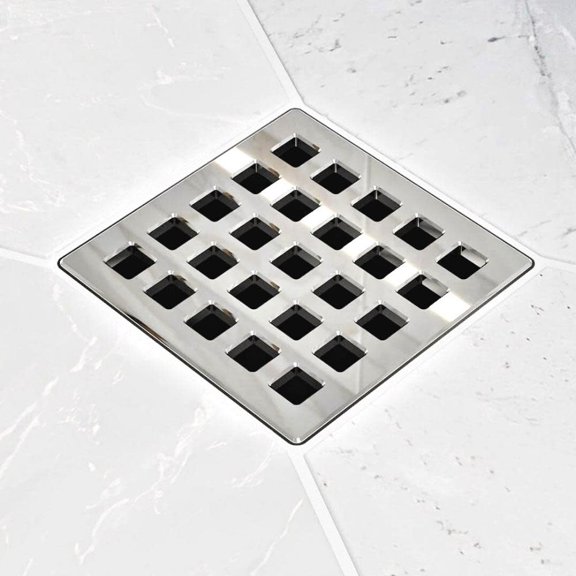 Ebbe Unique Square Shower Drain Grate Quadra - Stainless Steel - Polished Chrome