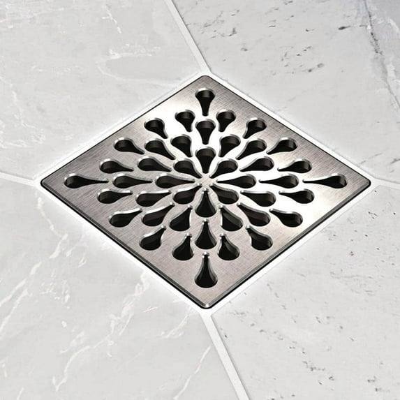 Ebbe Unique Square Shower Drain Grate Splash - Stainless Steel - Brushed Nickel