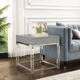 thumbnail image 1 of Ebbe Light Grey/Chrome End Table - High Gloss Finish, Acrylic Legs, Stainless Steel Base, 1 Drawer, 1 of 9