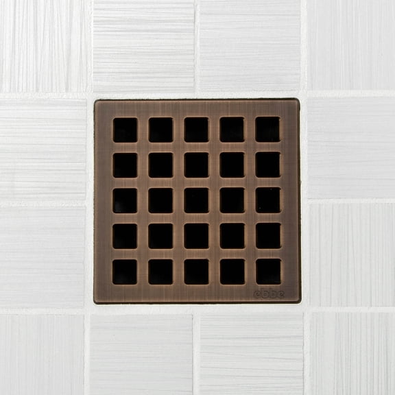 Ebbe Unique Square Shower Drain Grate Quadra - Stainless Steel - Oil Rubbed Bronze
