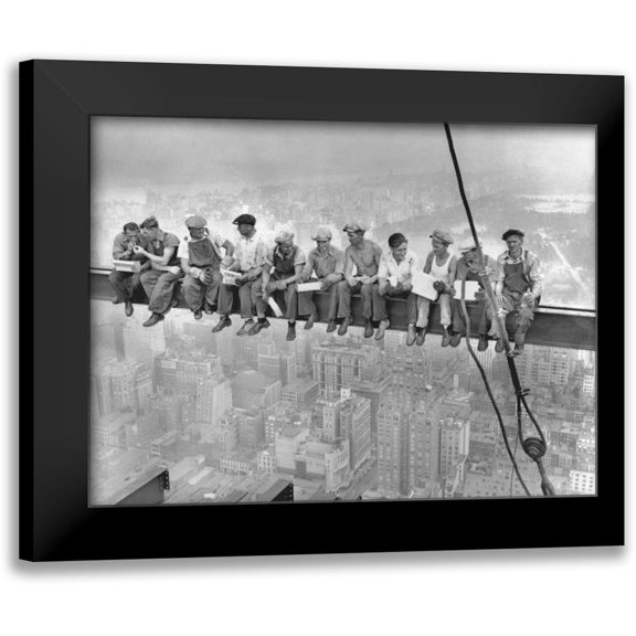 Ebbets, Charles C. 14x12 Black Modern Framed Museum Art Print Titled - New York Construction Workers Lunching on a Crossbeam 1932
