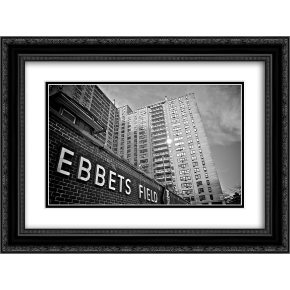 Ebbets Field 2x Matted 24x20 Black Ornate Framed Art Print from the Stadium Series