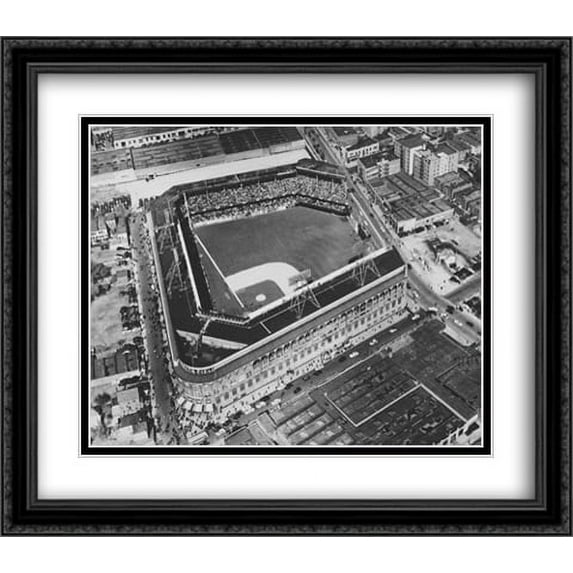 Ebbets Field 2x Matted 28x28 Large Black Ornate Framed Art Print from the Stadium Series