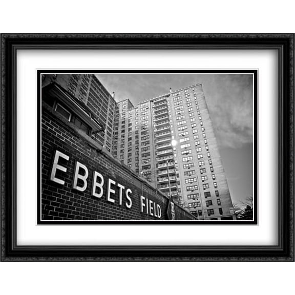 Ebbets Field 2x Matted 36x28 Large Black Ornate Framed Art Print from the Stadium Series