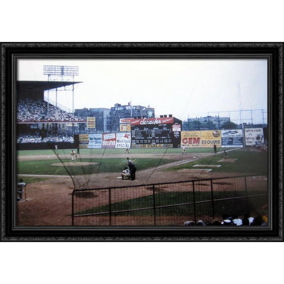 Ebbets Field 40x28 Large Black Ornate Wood Framed Canvas Art - Home of the Brooklyn Dodgers