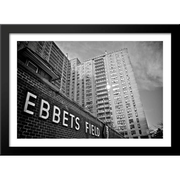 Ebbets Field 40x28 Large Black Wood Framed Print Art - Home of the Brooklyn Dodgers