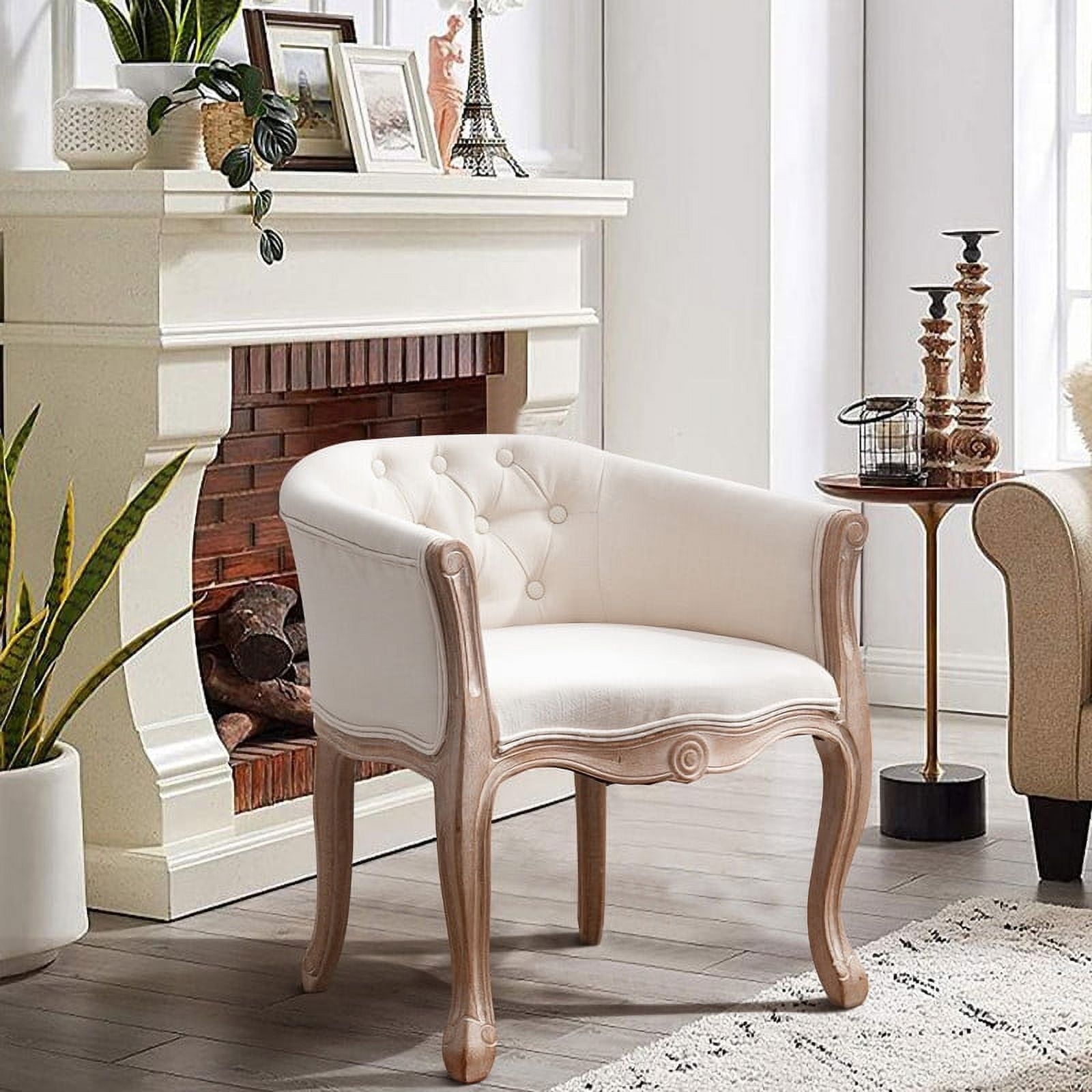 Ebello Wide Classic Solid wood Tufted Accent Chair for