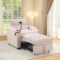 thumbnail image 1 of Ebello 3-in-1 Sleeper Sofa Bed, Corduroy Convertible Pullout Futon Couch with Adjustable Backrest, Phone Holders & USB Ports for Apartment, Small Space, 1-Seat(Beige), 1 of 11
