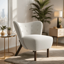 Ebello 31.9" Wide Living Room Chair with Tufted Wingback,White