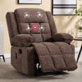thumbnail image 1 of Ebello Manual Recliner Chair with Massage and Heat, Fabric Recliner with Cup Holders & Storage Pockets, Breathable Comfortable Lounger for Living Room, Brown, 1 of 11