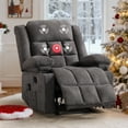 thumbnail image 1 of Ebello Manual Recliner Chair with Massage and Heat, Fabric Recliner with Cup Holders & Storage Pockets, Breathable Comfortable Lounger for Living Room, Gray (CR0424-D183), 1 of 11