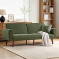 thumbnail image 1 of Ebello 81" Mid-Century Corduroy Roll Arm Loveseat, Wood Frame Sofa, Convertible Futon Sofa Bed with 3 Position Adjustable Backrest for Living Room,Green, 1 of 10