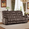 thumbnail image 1 of Ebello 88" 3-Seater Manual Reclining Sofa, Soft Fabric Recliner Couch with Padded Headrest & Armrests, Overstuffed Recliner for Living Room, Brown, 1 of 8