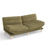 Ebello Convertible Futon Sofa Bed, Fabric with 3-Position Reclining Backrest and Adjustable Armrests for Living Room Apartment Office, Green