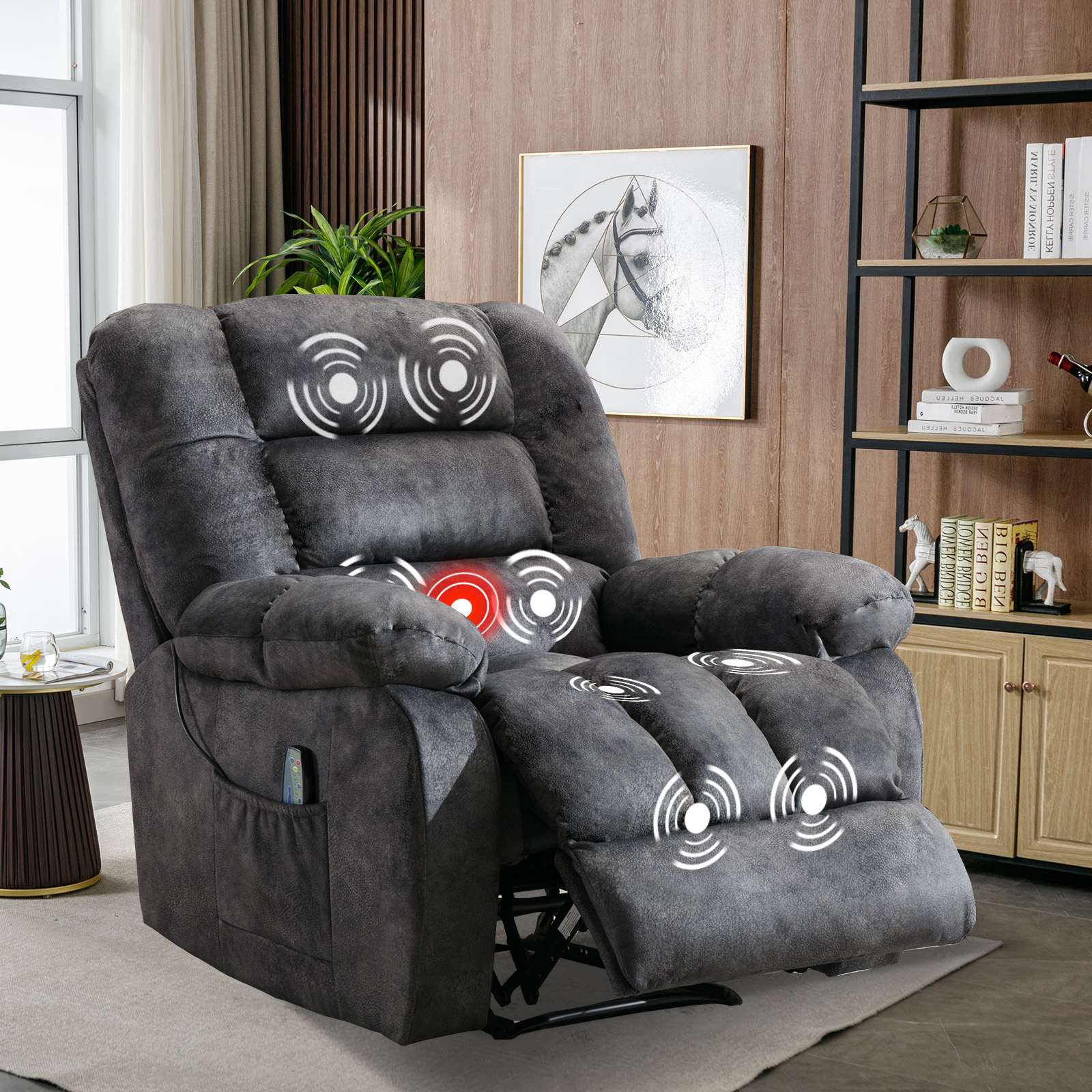 Ebello Design Overstuffed Massage Recliner Chairs with Heat and
