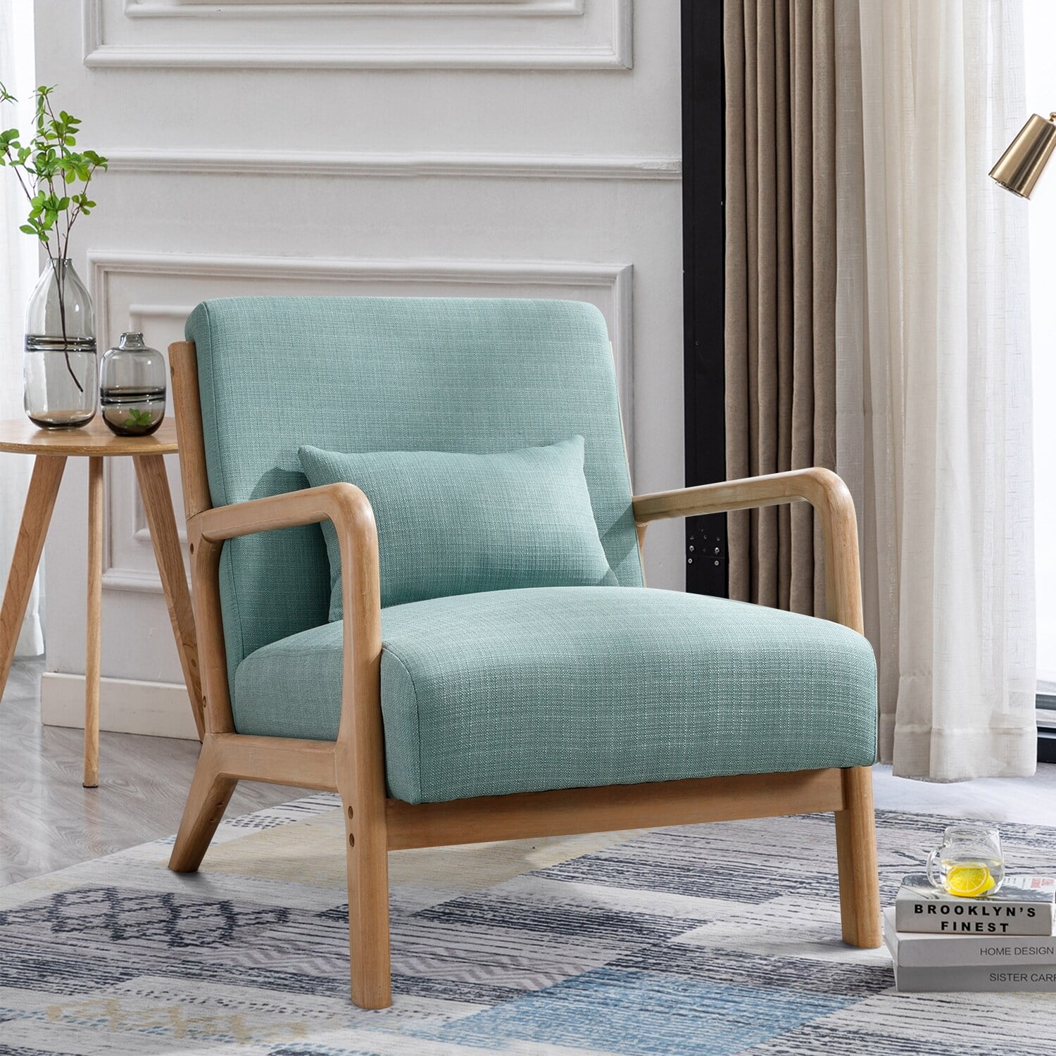 Ebello Home Inc Aston Modern Solid wood Accent Chair for Living Room