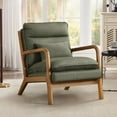 thumbnail image 1 of Ebello Mid Century Modern Accent Chair, Double-Padded Reading Armchair with Wood Frame & Lumbar Cushion for Living Room, Bedroom & Office, Green, 1 of 8