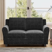 Ebello Modern Loveseat Sofa, 2-Seater Upholstered Sofa Couch with Thick Cushions for Living Room and Bedroom, Black