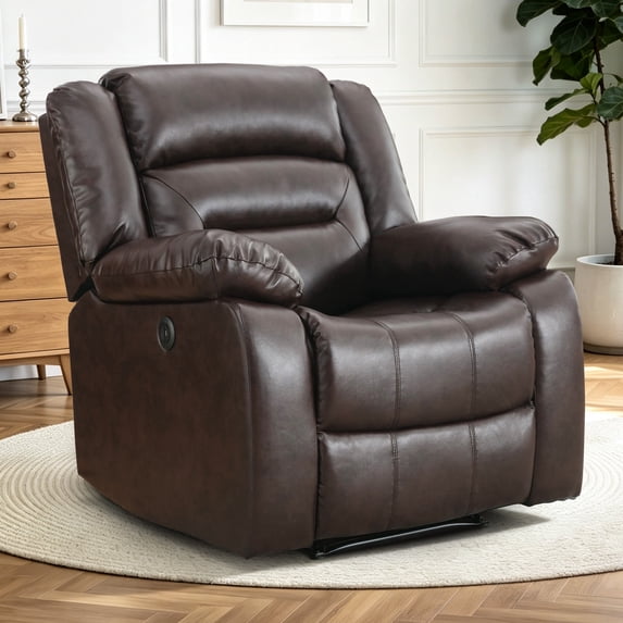 Ebello Power Recliner Chair, Oversized Power Leather Reclining Chair ...
