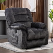 Ebello Single Manual Recliner Chair, Fabric Ergonomic Reclining Sofa with Heating and Massage for Living Room, Dark Gray Recliner