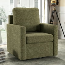 Ebello Swivel Accent Chair, Round Sherpa Aceent Chair in Fabric, Green