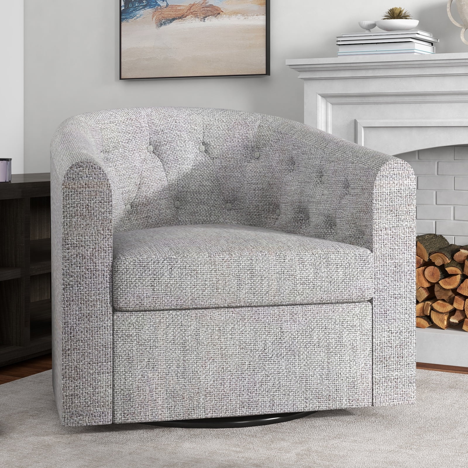 Ebello Swivel Barrel Accent Chair, Sherpa Chair for Living Room Bedroom