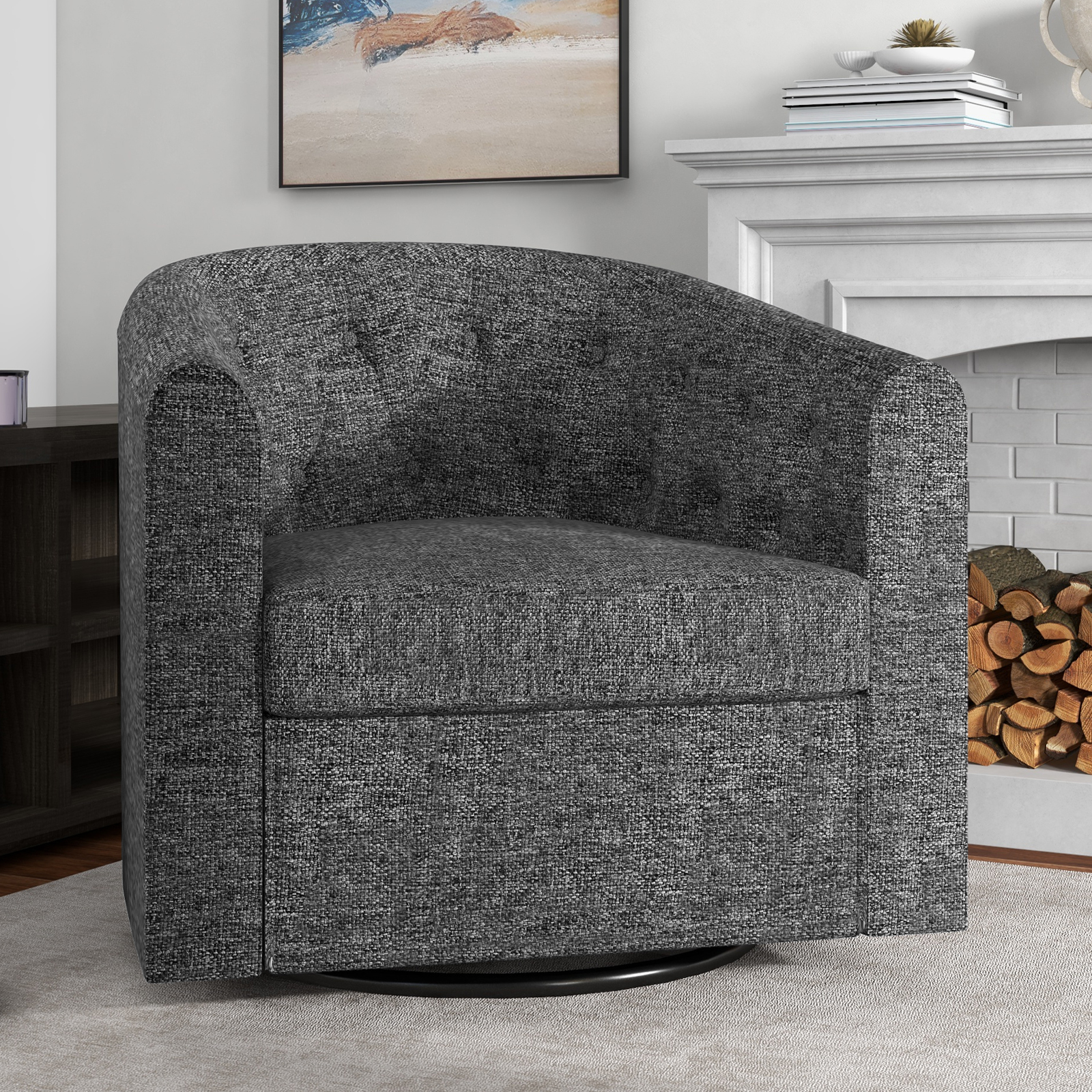 Ebello Swivel Barrel Accent Chair, Sherpa Chair for Living Room Bedroom