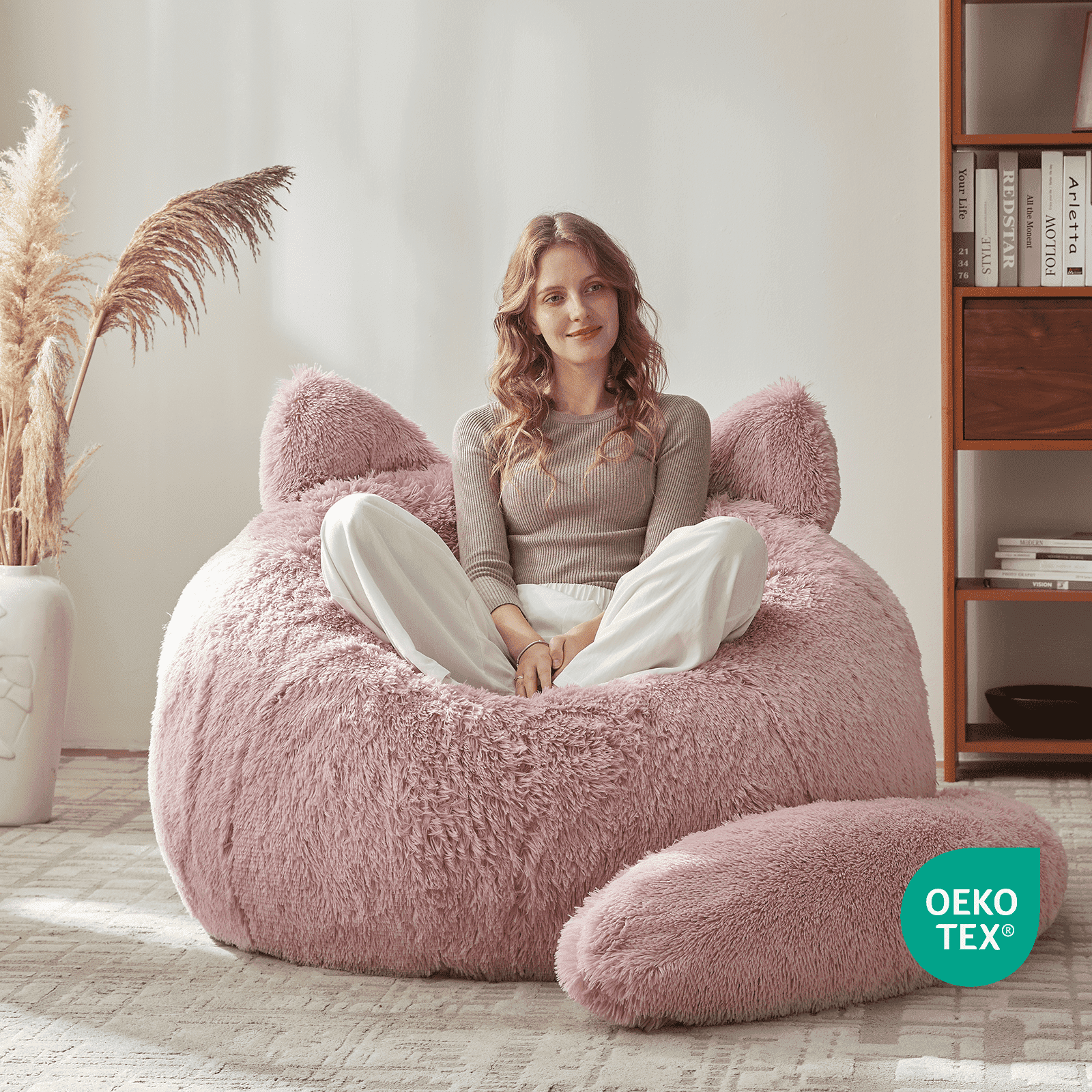 Ebenchico 3.6ft Cat Shaped Bean Bag Chair for Adults Teens Kids, Giant ...