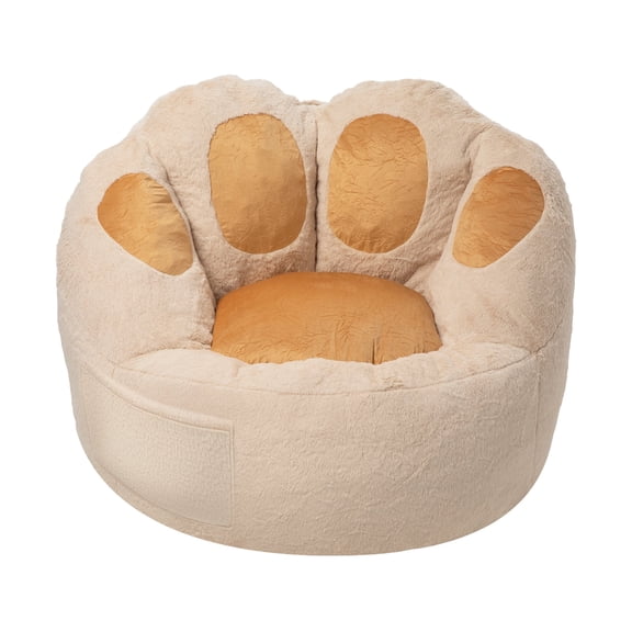 Ebenchico Cat's Paw Bean Bag Chair for Adults, Large Memory Foam Beanbag Chairs with Armrests & Back Support, Cute Faux Fur Floor Lounger, Black