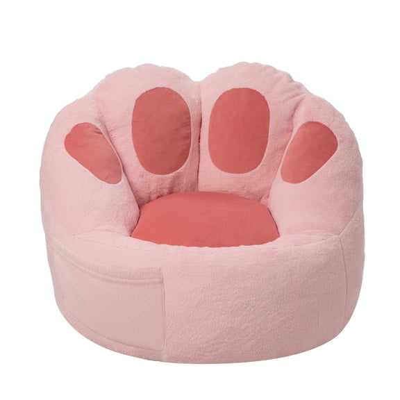 Ebenchico Cat's Paw Bean Bag Chair for Adults, Large Memory Foam Beanbag Chairs with Armrests & Back Support, Cute Faux Fur Floor Lounger, Black