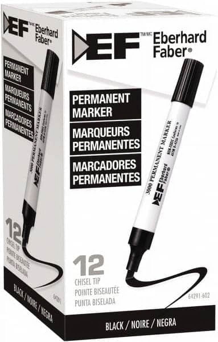 Eberhard Faber - Black Permanent Marker - Chisel Felt Tip, AP Nontoxic Ink (36 Pack)