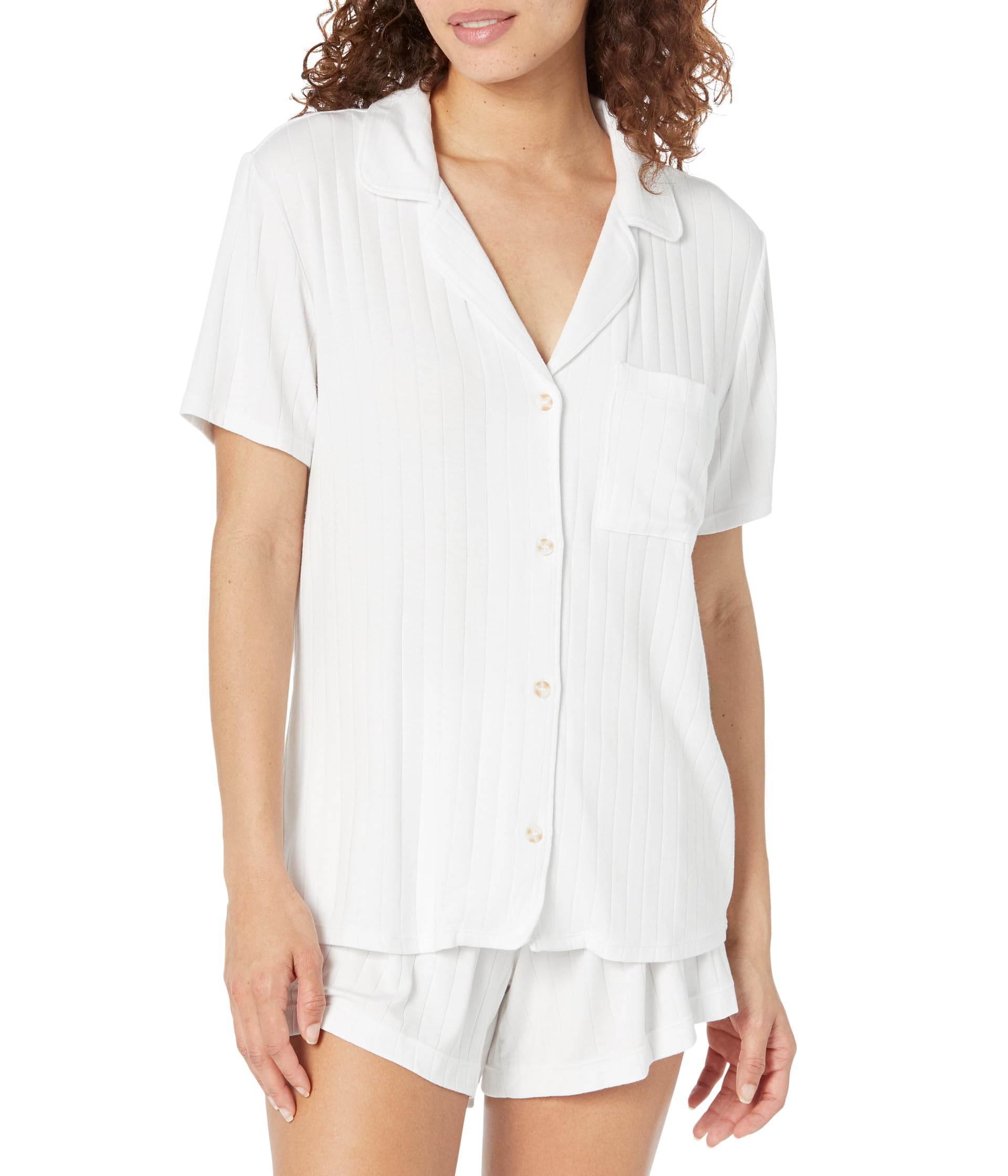 Eberjey Gisele Relaxed Women's Short PJ Set - Button Down Top With Notch Collar & Shorts, Comfortable Sleepwear