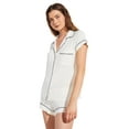 thumbnail image 1 of Eberjey Gisele - Shortie Short PJ Set (Womens, Pure Ivory/Navy, SM), 1 of 2