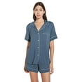 thumbnail image 1 of Eberjey Gisele - The Relaxed Short Pajama Set (Womens, Coastal Blue/Ice Blue, LG), 1 of 3