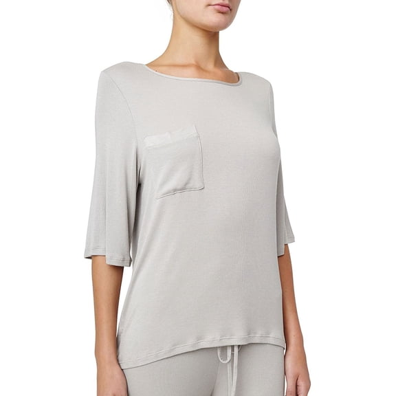 Eberjey HEATHER GREY Haily 3/4 Length Sleeve Modal Sleep Top, US Large