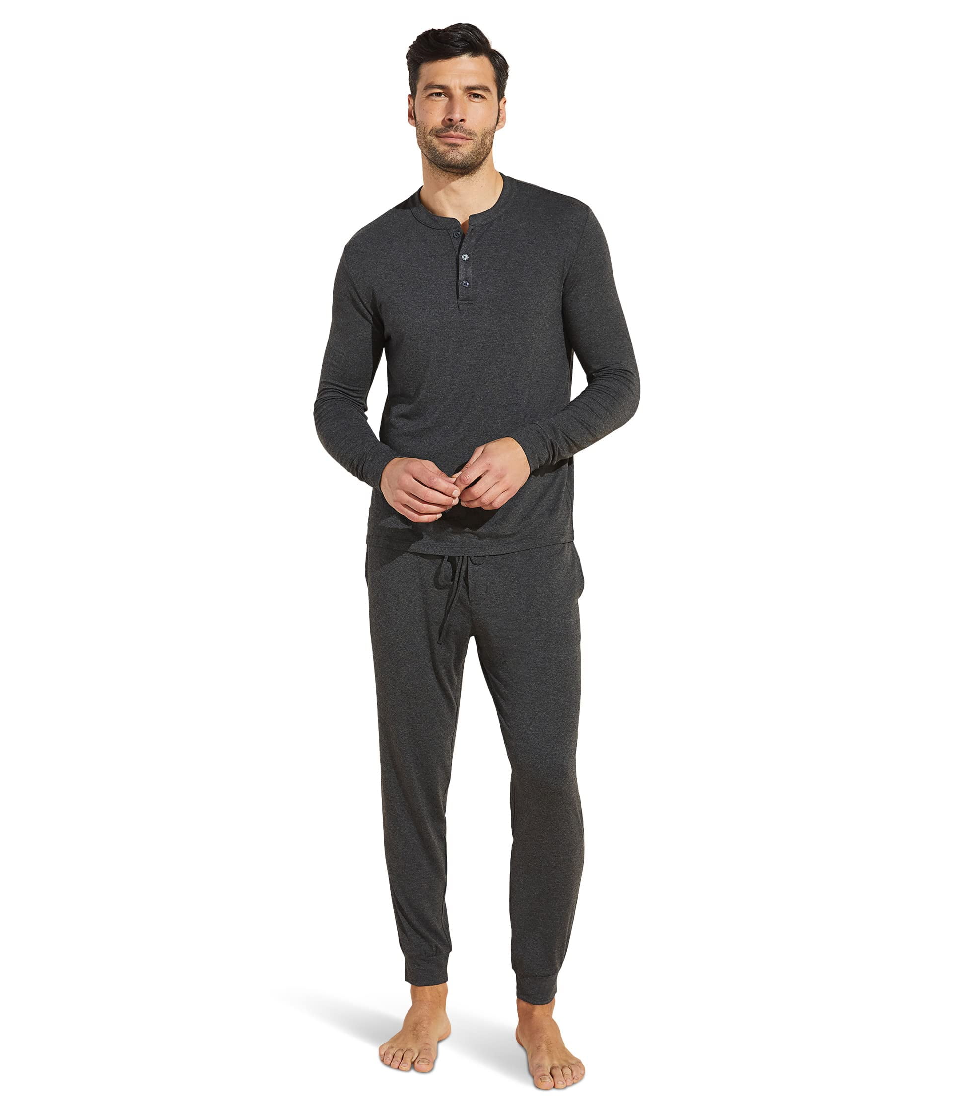 Eberjey Henry - The Long PJ Set (Mens, Charcoal Heather, XL