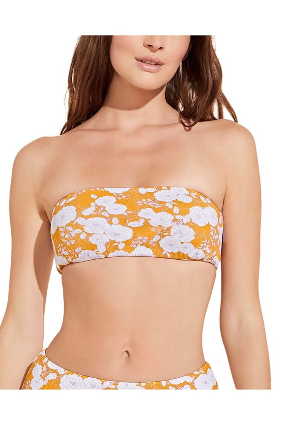 Retro Floral Summer Bikini Top Mango/Lilac LG (Women's 10-12)
