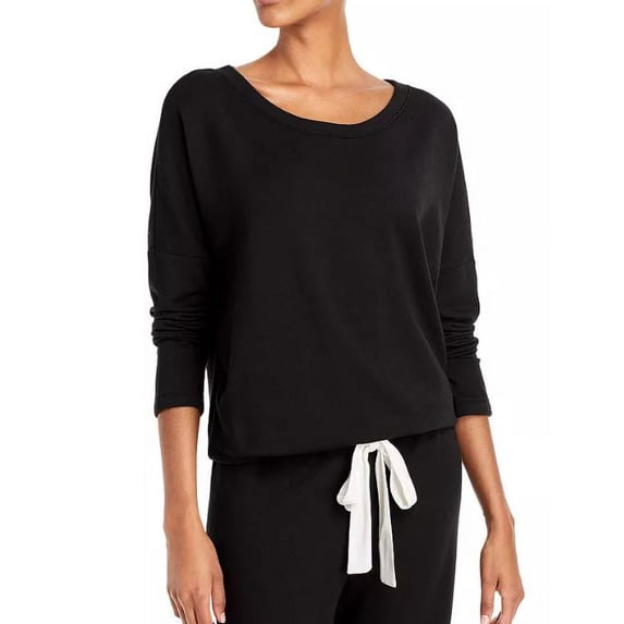 Eberjey Women's Black Winter Heather Slouchy Long-Sleeve Top, Medium