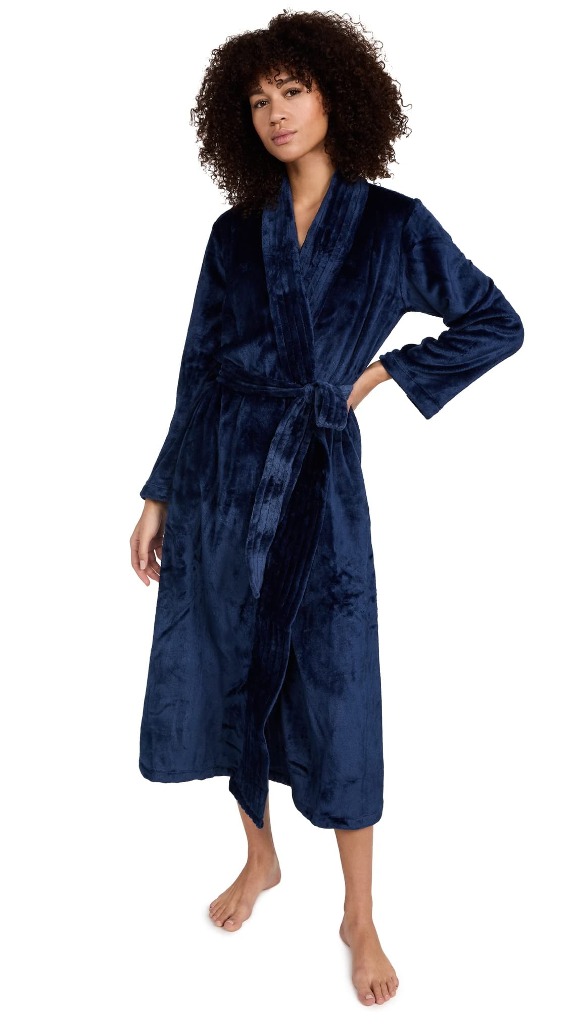 Eberjey Women's Chalet The Plush Robe, Navy, Blue, S