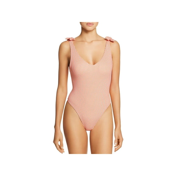 Eberjey Womens Noelle Houndstooth Tie-Shoulder One-Piece Swimsuit