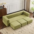 thumbnail image 1 of Ebern Designs Convertible Sectional Sofa with 3 Storage Ottomans, High-Resilience Foam Sleeper, Space-Saving Chenille Floor Sofa for Livingroom Studio Apartments, Home Offices, Easy Assenmbly, Green, 1 of 9