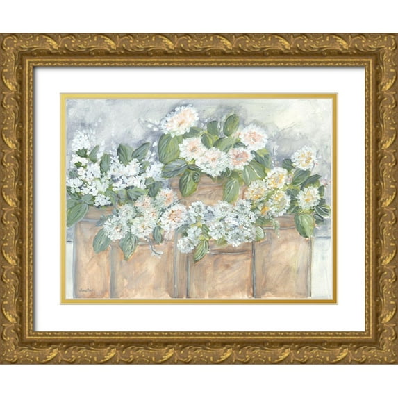 Ebert, Roey 14x12 Gold Ornate Wood Framed with Double Matting Museum Art Print Titled - Windowsill Blooms