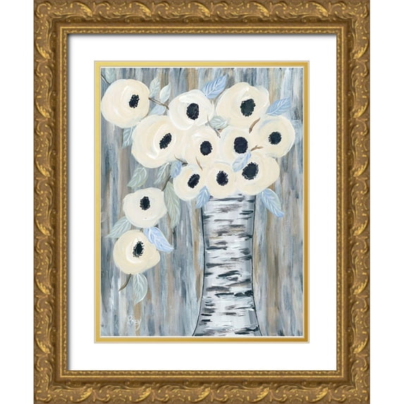Ebert, Roey 19x24 Gold Ornate Wood Framed with Double Matting Museum Art Print Titled - Blooming Birch Vase I