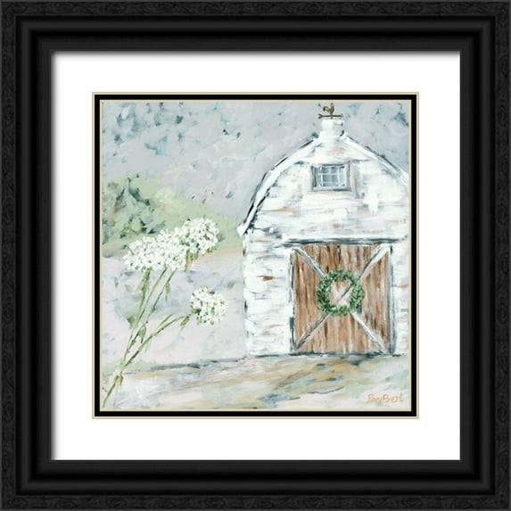 Ebert, Roey 20x20 Black Ornate Wood Framed with Double Matting Museum Art Print Titled - The White Barn