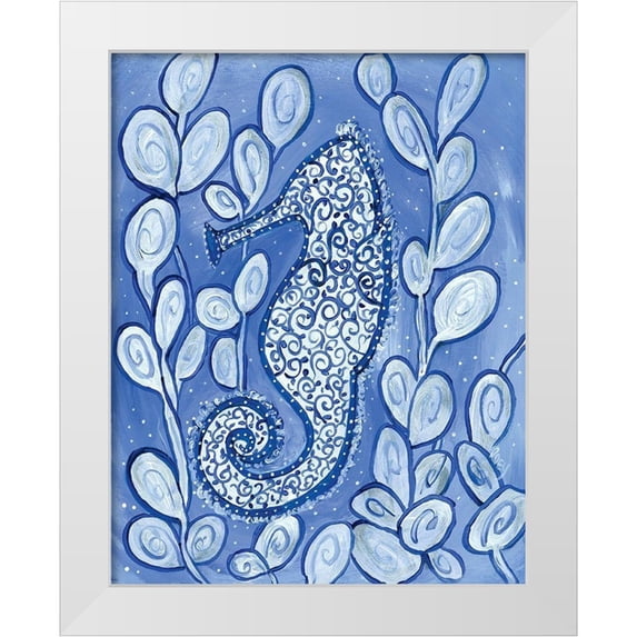 Ebert, Roey 20x24 White Modern Wood Framed Museum Art Print Titled - Whimsical Seahorse