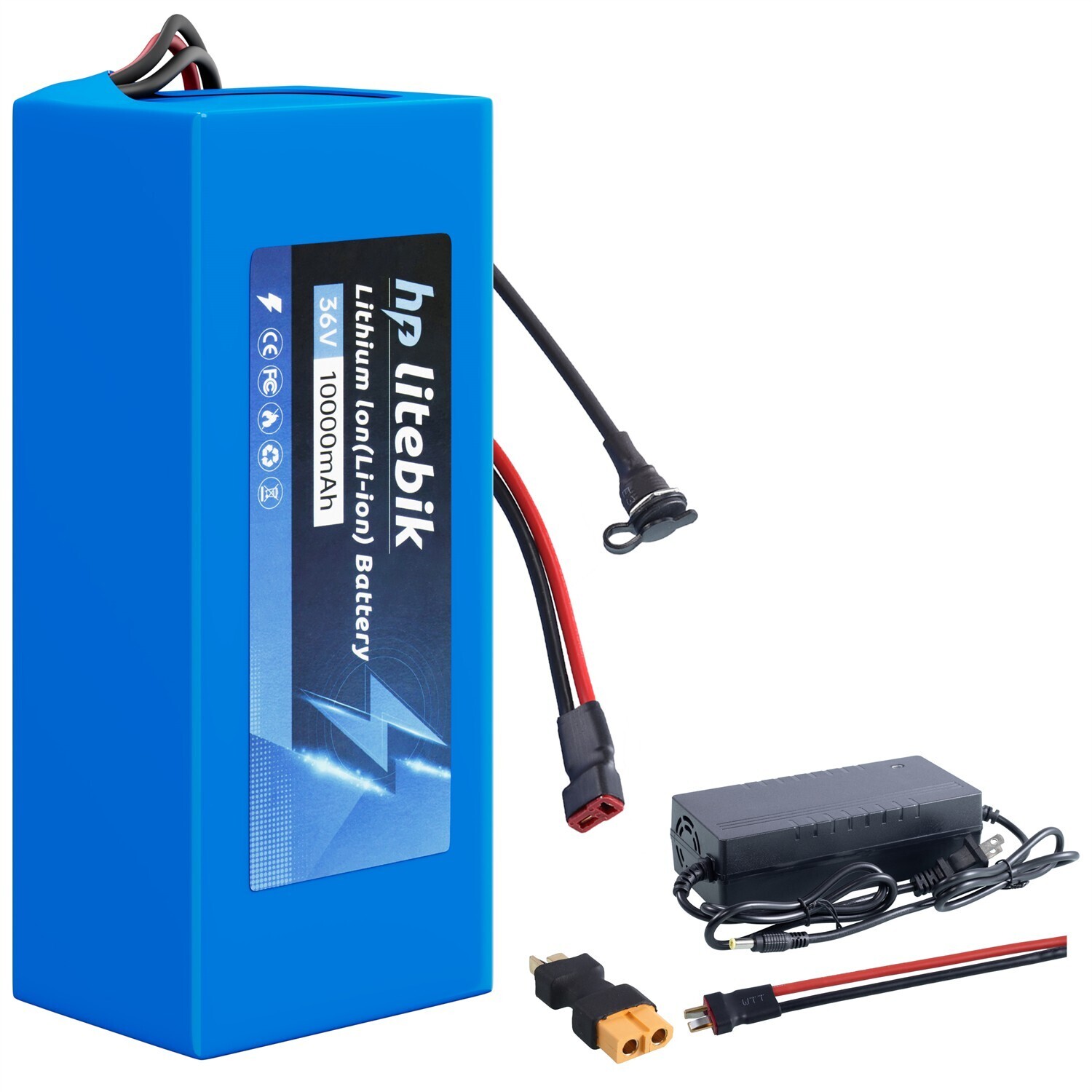 Ebike Battery 36V 10Ah Lithium Battery Electric Bike Scooter Motor Blue