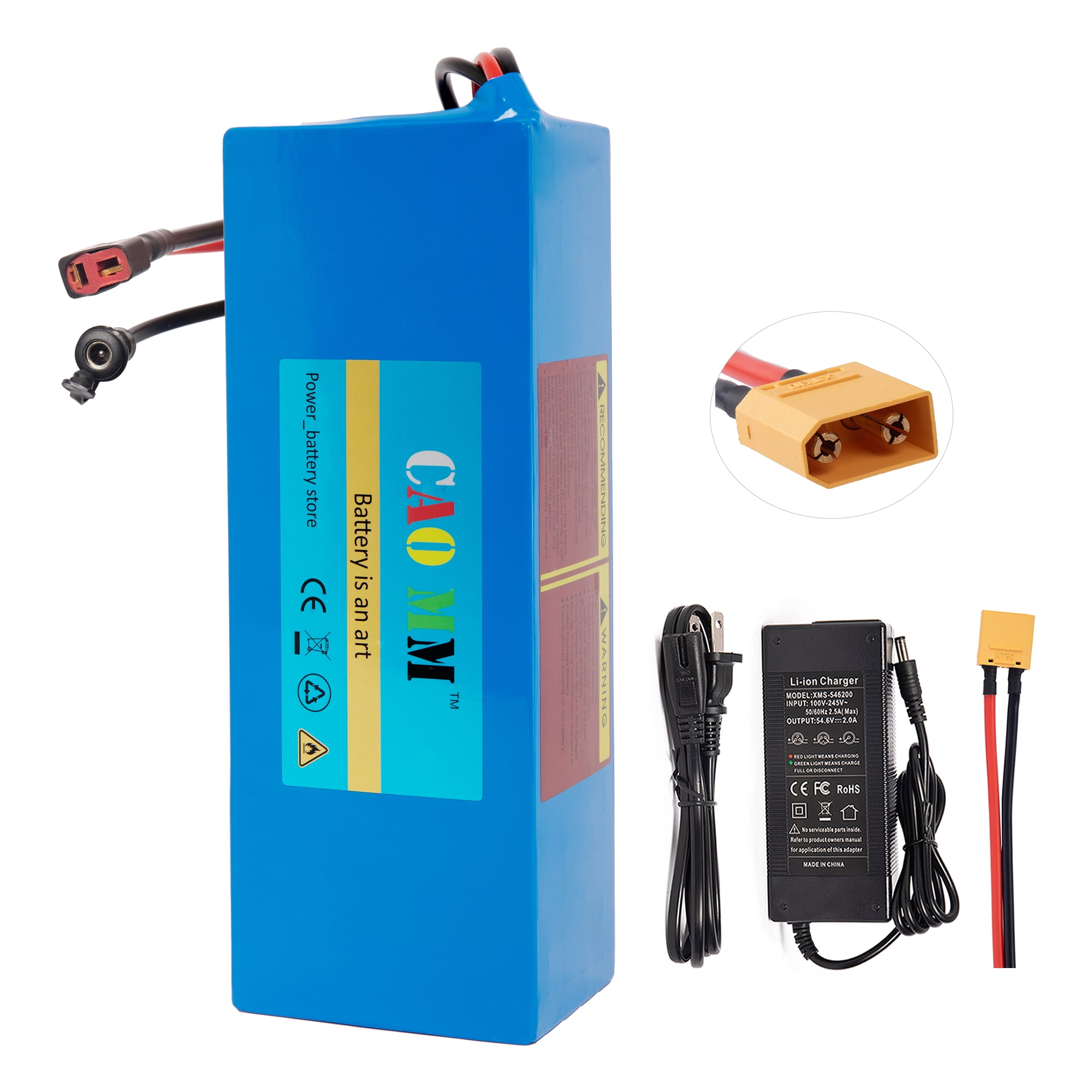Ebike Battery 48V 10Ah Lithium Battery with Charger XT90 Scooter Battery for 1000W Electric Bike