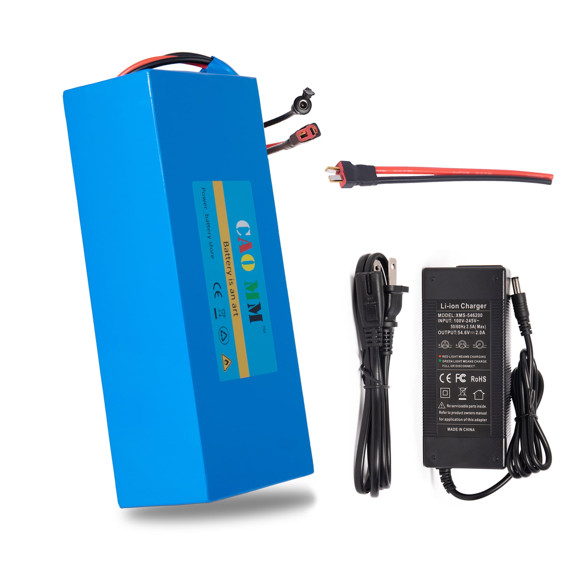 Ebike Battery 48V 14Ah Lithium Battery with Charger T Plug 48V Battery for 1200W Electric Bike
